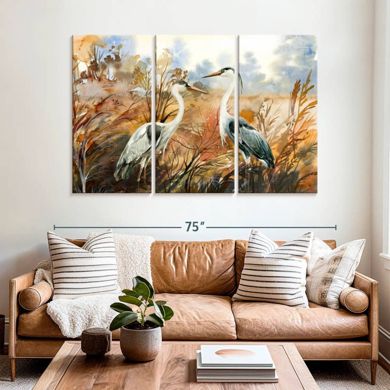 Brampt Watercolor Herons, 42" H x 65" W