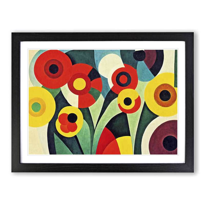 Dreamy Abstract Flowers - Single Picture Frame Print, 46cm H x 64cm W, Black