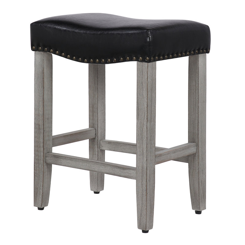 Tabouret de bar et de comptoir rembourré Jameson, Tabouret de comptoir (siège d’une hauteur de 24, Noir/gris