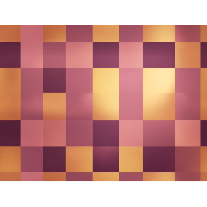 Machine Printed Comforter, Queen Comforter, Gold/Pink Checkered