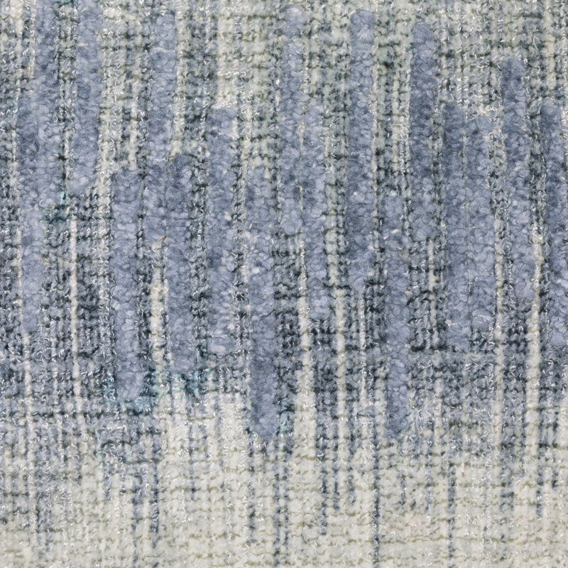 Tapis bleu / ivoire à rayures ombrées texturé Michalski, Rectangulaire 8 pi x 10 pi