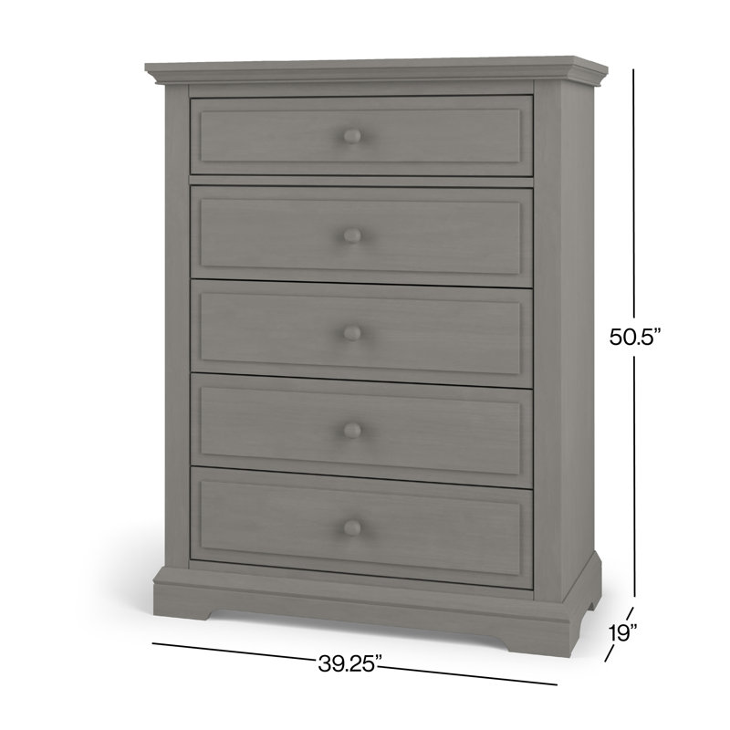 Lunar Gray Wooden Nursery Chest with Extra Deep Drawer