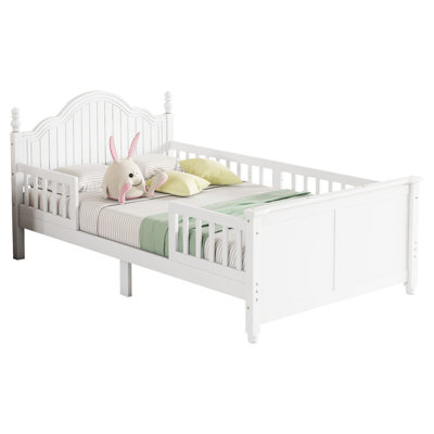 White Twin Bed For , Wood Platform With Headboard And , Low Profile, Rails, Under Storage, Different Use Ways Size Profile Style, Around Guardrails, Meets Demands