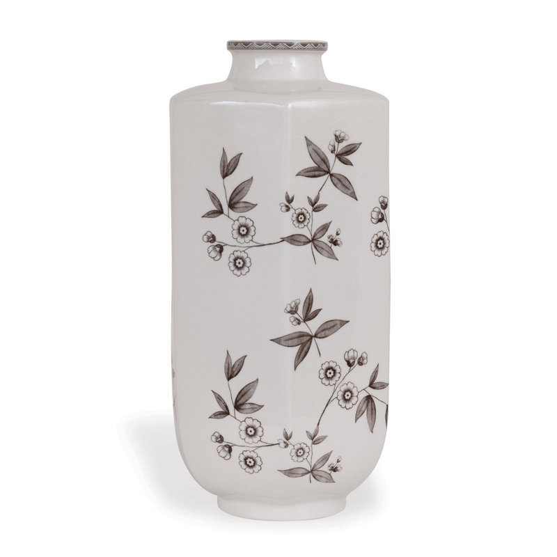 Temba Table Vase, White/Brown