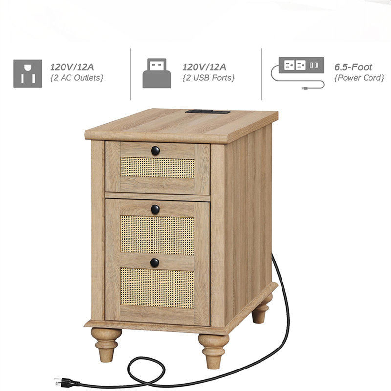 Table de chevet moderne avec station de charge et tablette ouverte