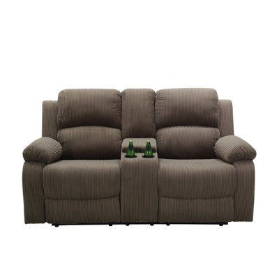 Canapé inclinable manuel en tissu de 68 po de largeur, causeuse 2 places avec rangement et porte-gobelet