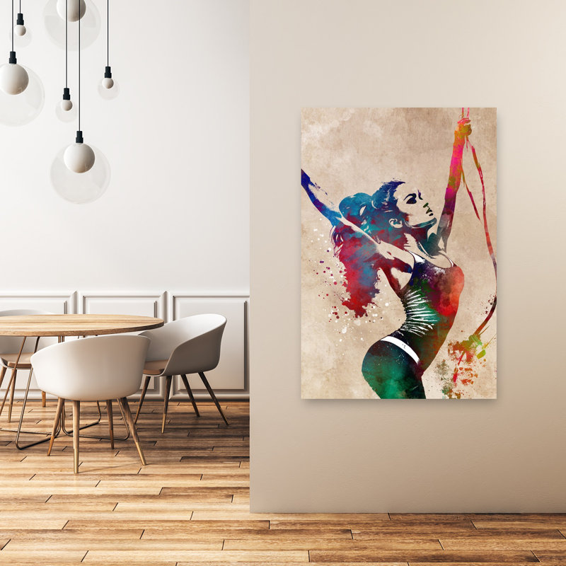 «Dynamic Colorful Dancer», art mural abstrait coloré et élégant, 60" H x 40" W
