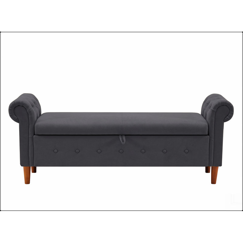 Multifunctional Storage Rectangular Sofa Stool, Dark Gray