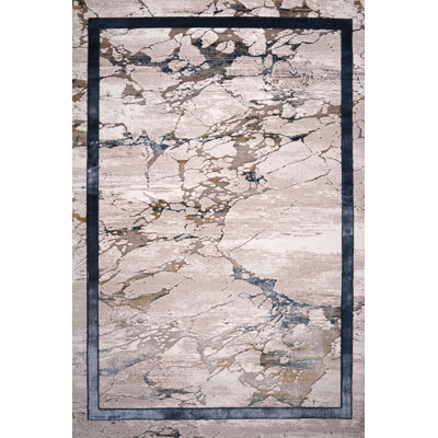 Ruby Marble Boxed Edge Abstract Area Rug