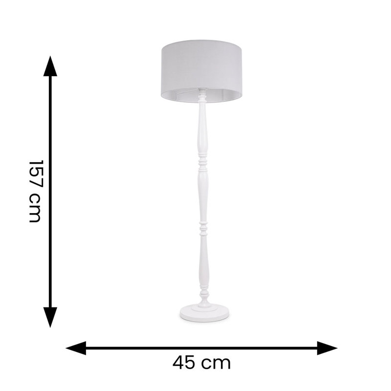 Arialdo 157cm Traditional Floor Lamp, Matte White, Grey