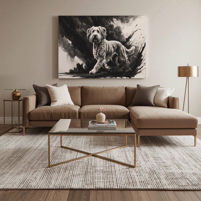 «Dogs Briard Gray», art mural sur toile, H 20 po x l 24 po