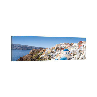 View Of Oia And The Caldera, Santorini, Greece by Jan Becke - Wrapped Canvas Panoramic Print