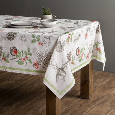 Maison D' Hermine Chrsitmas Dew 100% Cotton Tablecloth