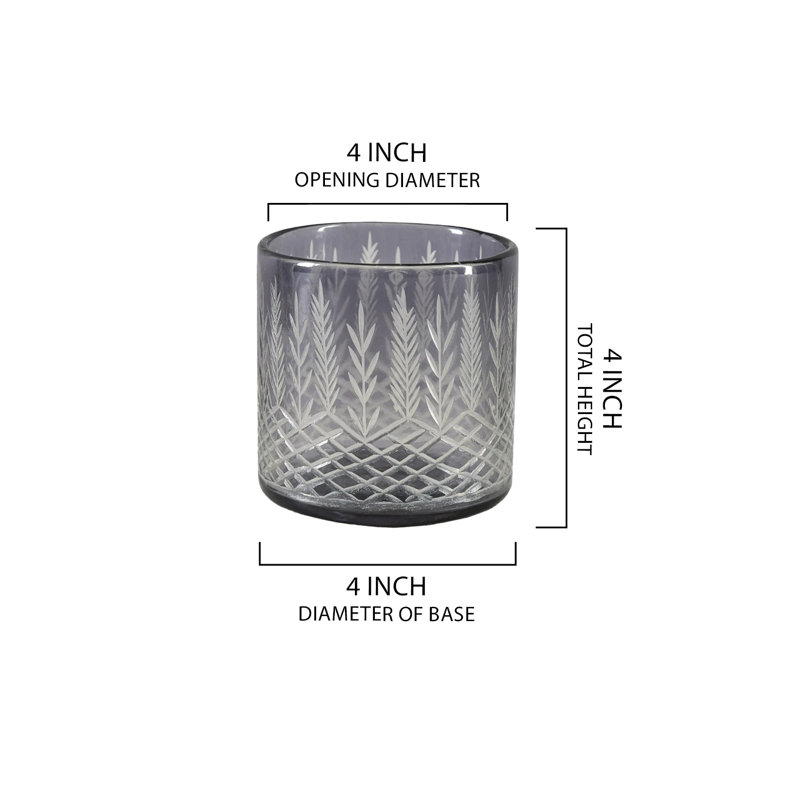Palm Etched Glass Hurricane – Dual-Purpose Design, Elegant Artisanal Craftsmanship, Candle Holder, Flower Arrangment, Floral Vase, Table Centerpiece
