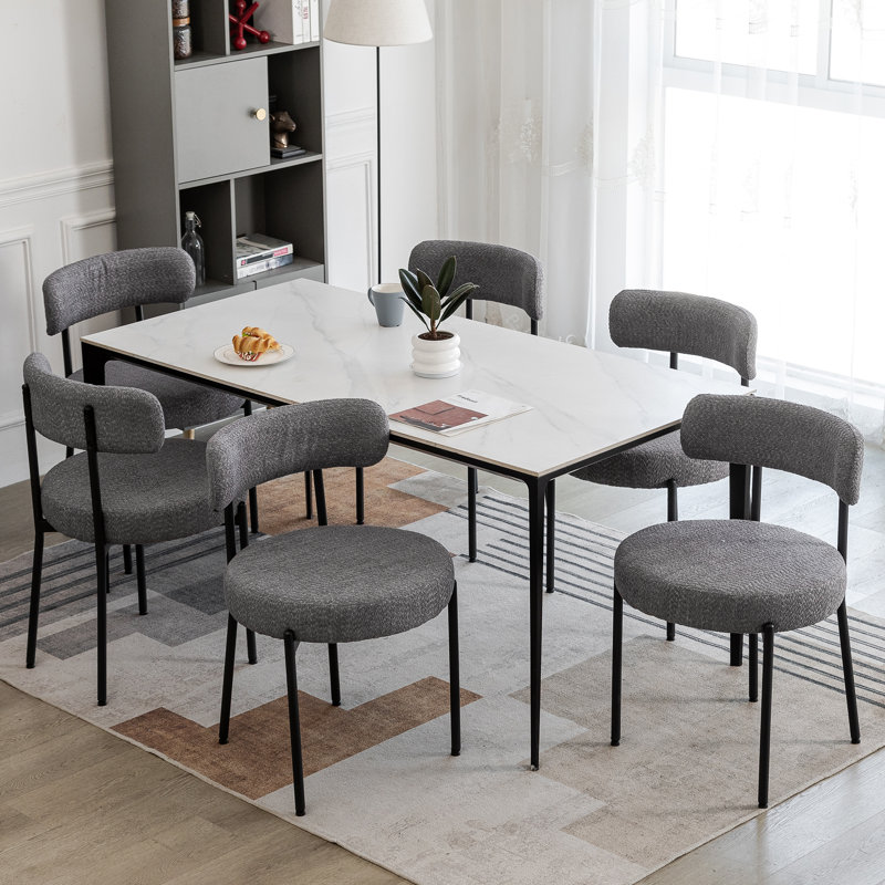 106.68cm H Upholstered Metal Side Chair, Grey