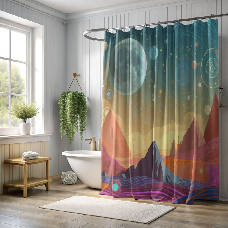 Rideau de douche 1 pièce Datari, H 74 po x l 71 po