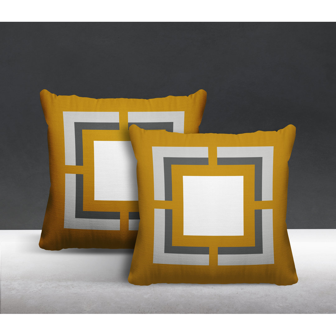  Indoor / Outdoor Geometric Square Throw Pillow (Set of 2) ULLI HOME 
