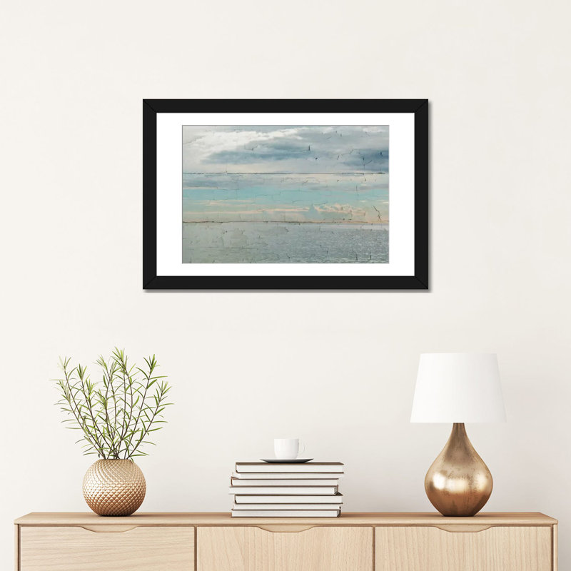 «Calm Waters», impression sur toile, H 16 po x l 24 po x P 1 po, Papier avec cadre noir, Blanc