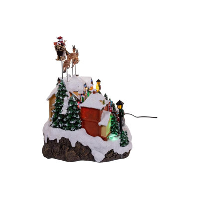 Kurt Adler LED Musical Santa Christmas Scene Figurine Piece, 9.5in
