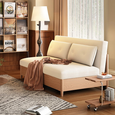 Modern Style 3-In-1 Loveseat Convertible Sleeper Sofa Bed With Adjustable Backrest Pull Out Couch Sofa Bed With 2 Pollows