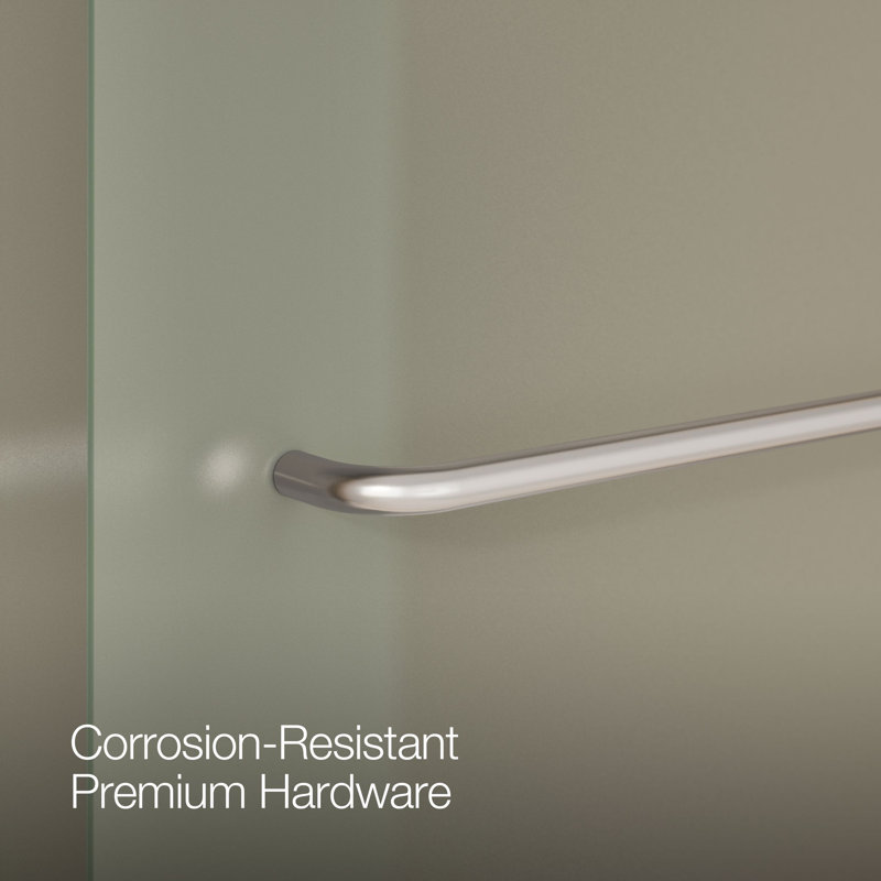 Levity 59.63" x 62" Bypass Bath Door with CleanCoat® Technology, Bright Silver, Frosted
