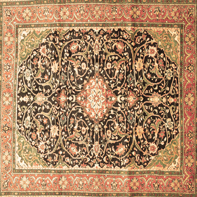 Tapis oriental carré en laine / polyester tissé à la machine de 4 pi x 4 pi Jeraldene