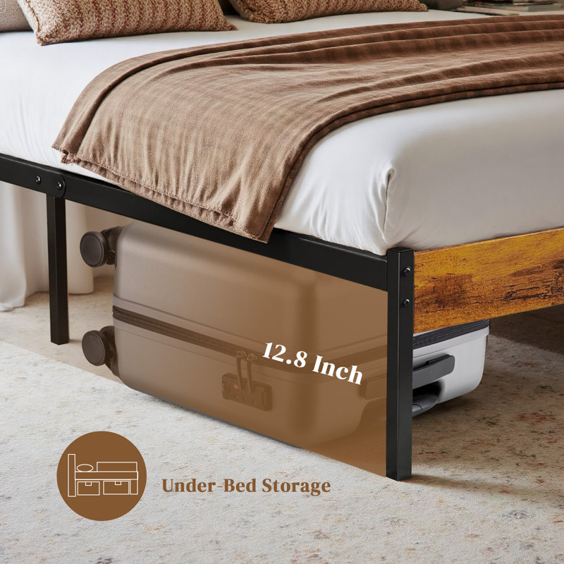 Full Size Bed Frame- Heavy Duty Mattress Foundation With Headboard, Steel Slats Support (No Box Spring Needed), Twin
