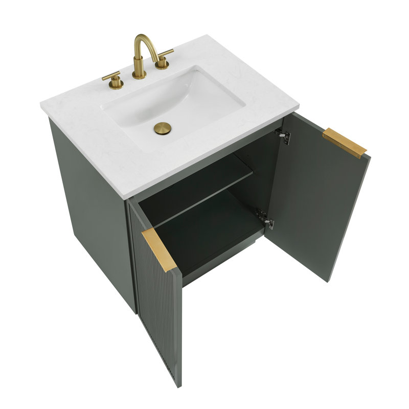 Aderyn 30" Single Vanity, Vintage Green/Brushed Bronze