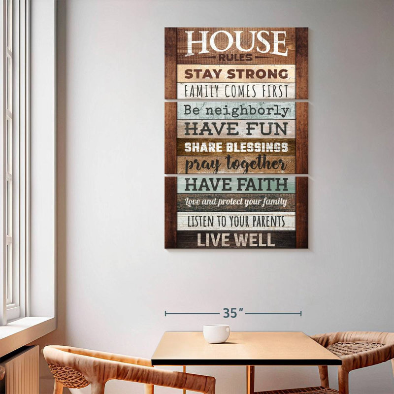 Plaque murale Kema Inspirational House Rules, H 65 po x l 42 po