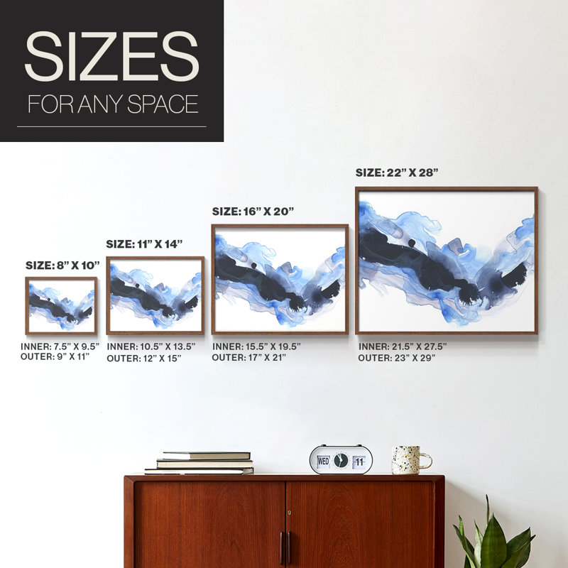 Azul Wave I -Framed Print - Restickable, Walnut, 16" H x 20" W