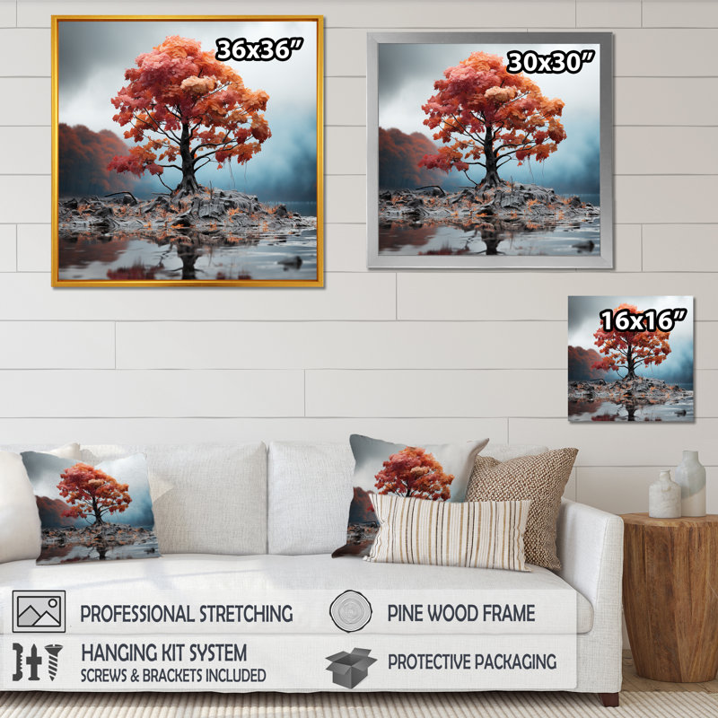 " Abstract Foliage Maple Tree ", Wrapped Canvas, 30" H x 30" W x 1" D