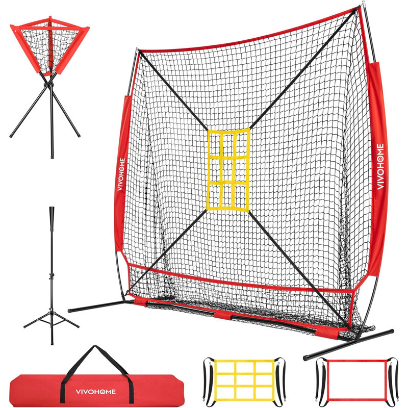 7 x 7 ft Baseball Softball Hitting Net, Red