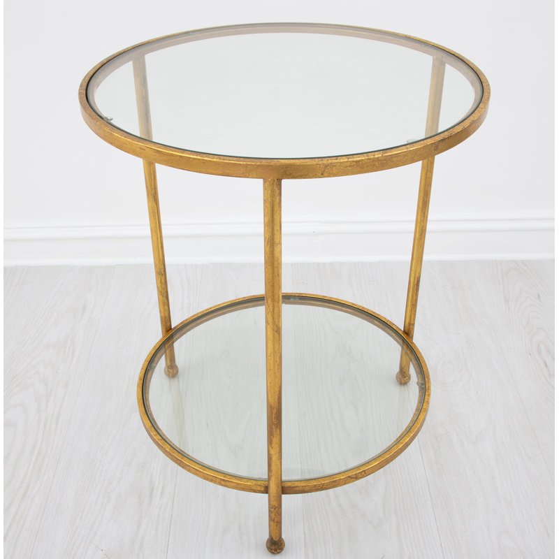 Lilia End Table, Antiqued Gold Leaf