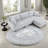 Space-saving Modular Sofas With Charging, Grey Corduroy L-shaped Design