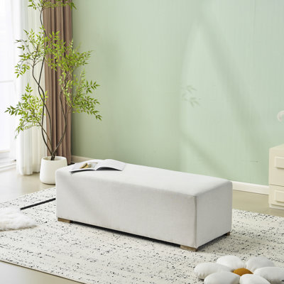 Long blanc, esthétique nordique classique, sièges confortables pour beaucoup, repose-pieds rectangulaire simple en bois massif stable, salon, chambre à coucher, entrée, rembourrage, antidérapant silencieux