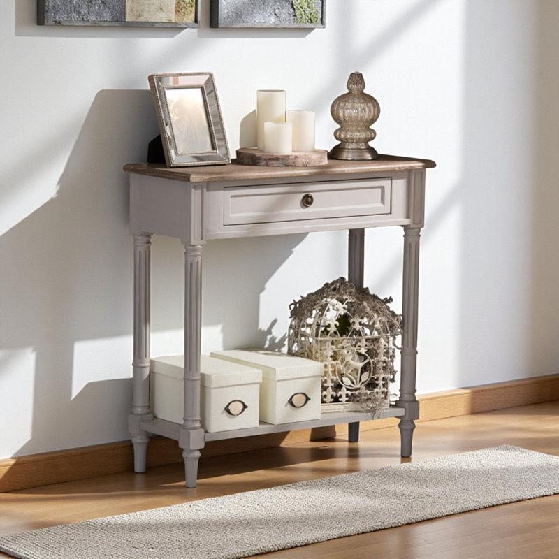 Alora Beveled-edge Top Console Table in Grey Two-tone, 31'' H X 31'' W X 12'' D
