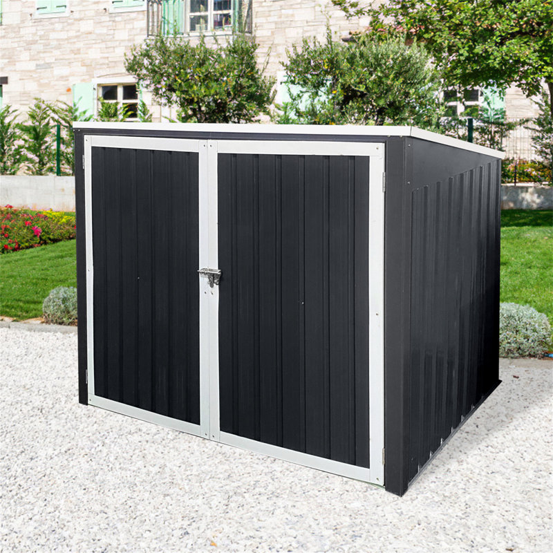 La remise à poubelle permet de ranger 2 poubelles en métal pour le rangement des ordures
