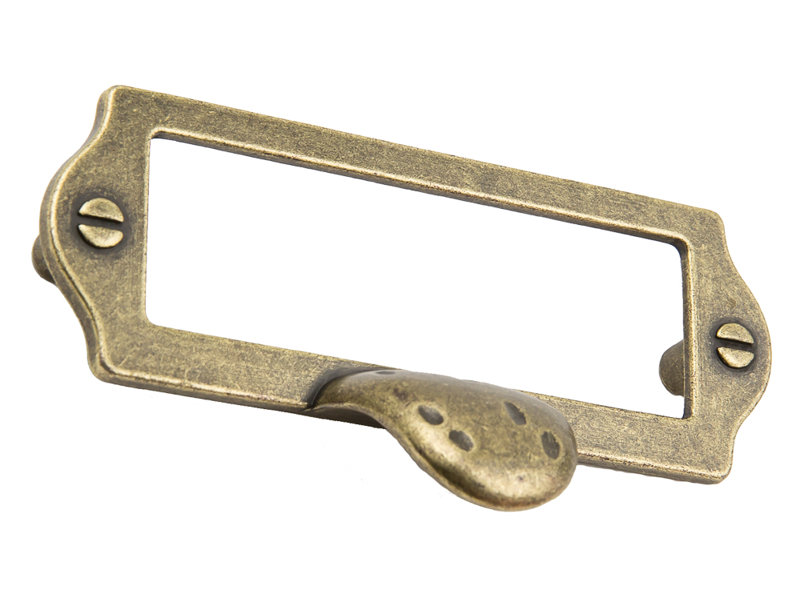 Porte-cartes avec poignée à doigts Laiton antique de 3 po, Laiton antique