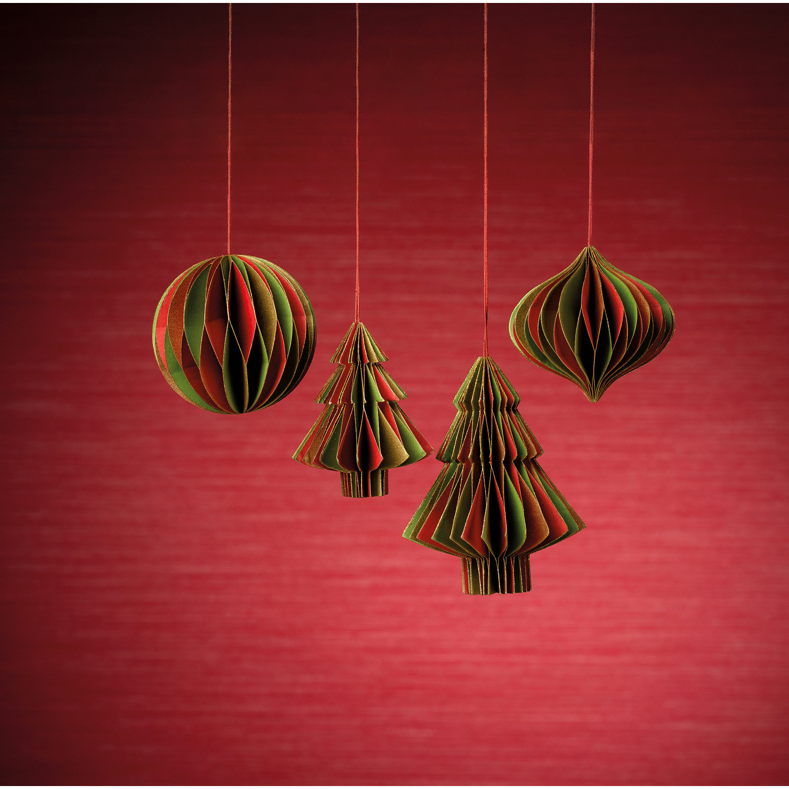 Miriam Holiday Ornament, Gold/Red/Green, 5" H x 4.5" W x 4.5" D