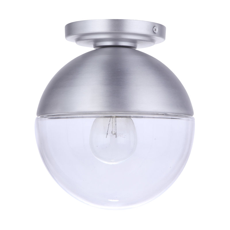 Evie 1 - Bulb Outdoor Semi Flush Mount, Satin Aluminum