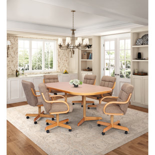 7-Piece Extendable Double-Pedestal Caster Dining Set