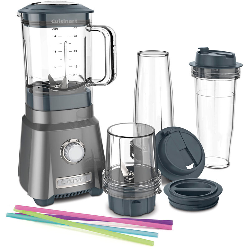 Gunmetal Compact Juicing Blender with Variable Speed and Travel Cups