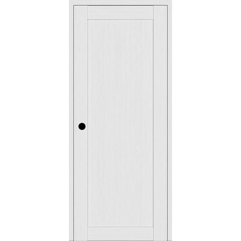 Porte intérieure standard préfinie en bois massif manufacturé 1 panneau Shaker, 31,8 po x 79,4 po, Blanc noble, Côté droit