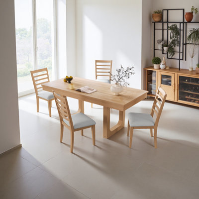 5-Piece Extendable Dining Table Set, Farmhouse Extendable Table With 18" Move Leaf, 78" Rustic Wooden Kitchen Table And 4 Upholstered Chairs