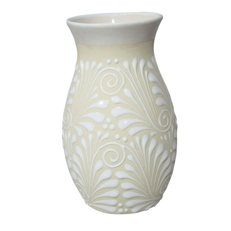 Desert Bloom Terracotta Clay Vase In Yellow/white