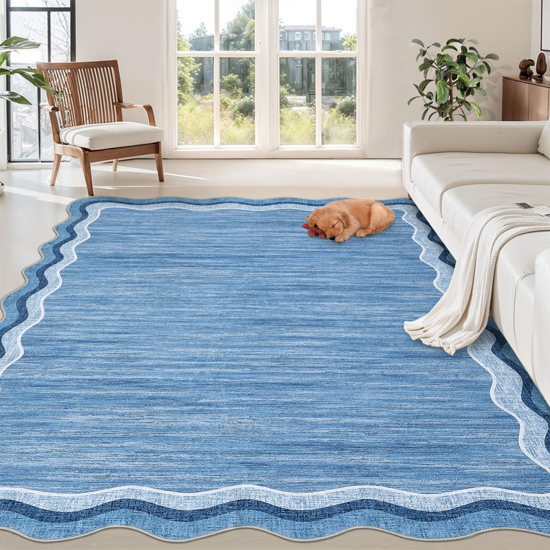 Tapis lavable à la machine avec bordure en caoutchouc pour le salon Tapis de salle à manger moderne antidérapant