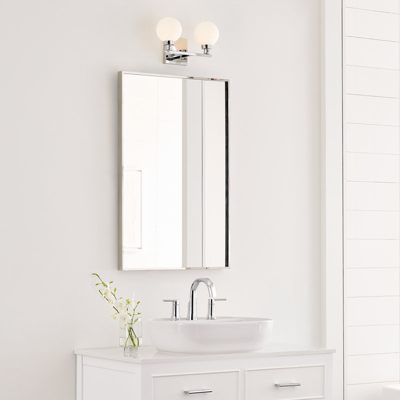 Ruba 2 Light Frosted Dimmable Vanity Light, Chrome