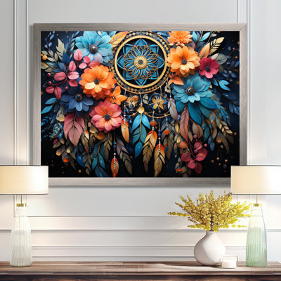 Teal Dream Catcher Dreams In - Dreamcatcher, art mural