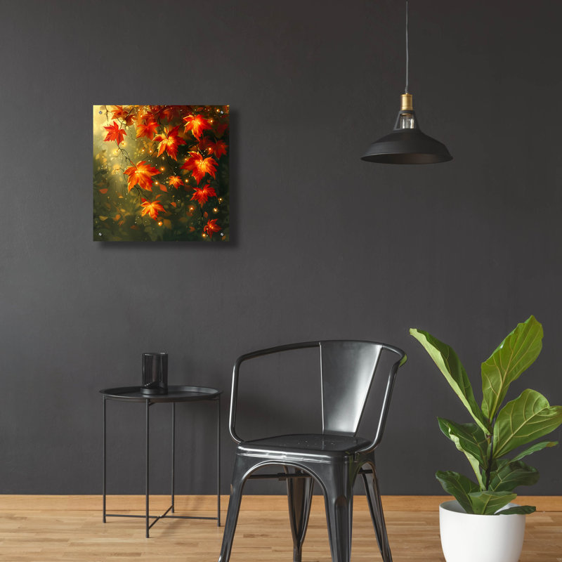Art mural en verre acrylique 24 po x 24 po «Glow Maple» par r3darch0n Winston Porter, H 24 po x l 24 po x P 0,2 po