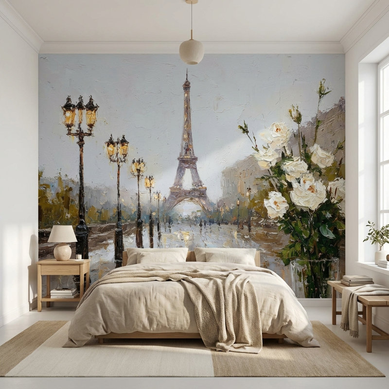 Papier peint tour Eiffel Paris, 120 po x 96 po, Peler et coller
